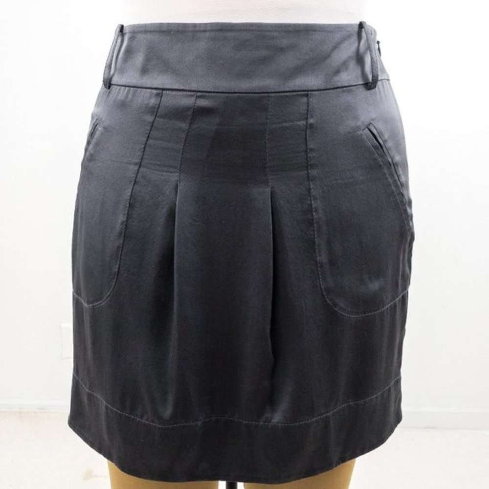 Banana Republic Silk Straight Mini Skirt Gray M/L